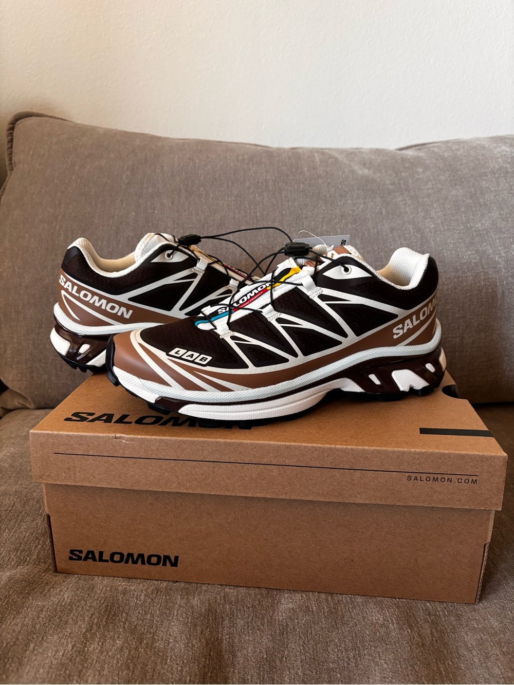 Salomon XT-6 Black Coffee Burro Bitter Chocolate Sneakers W9 / M8 NWT